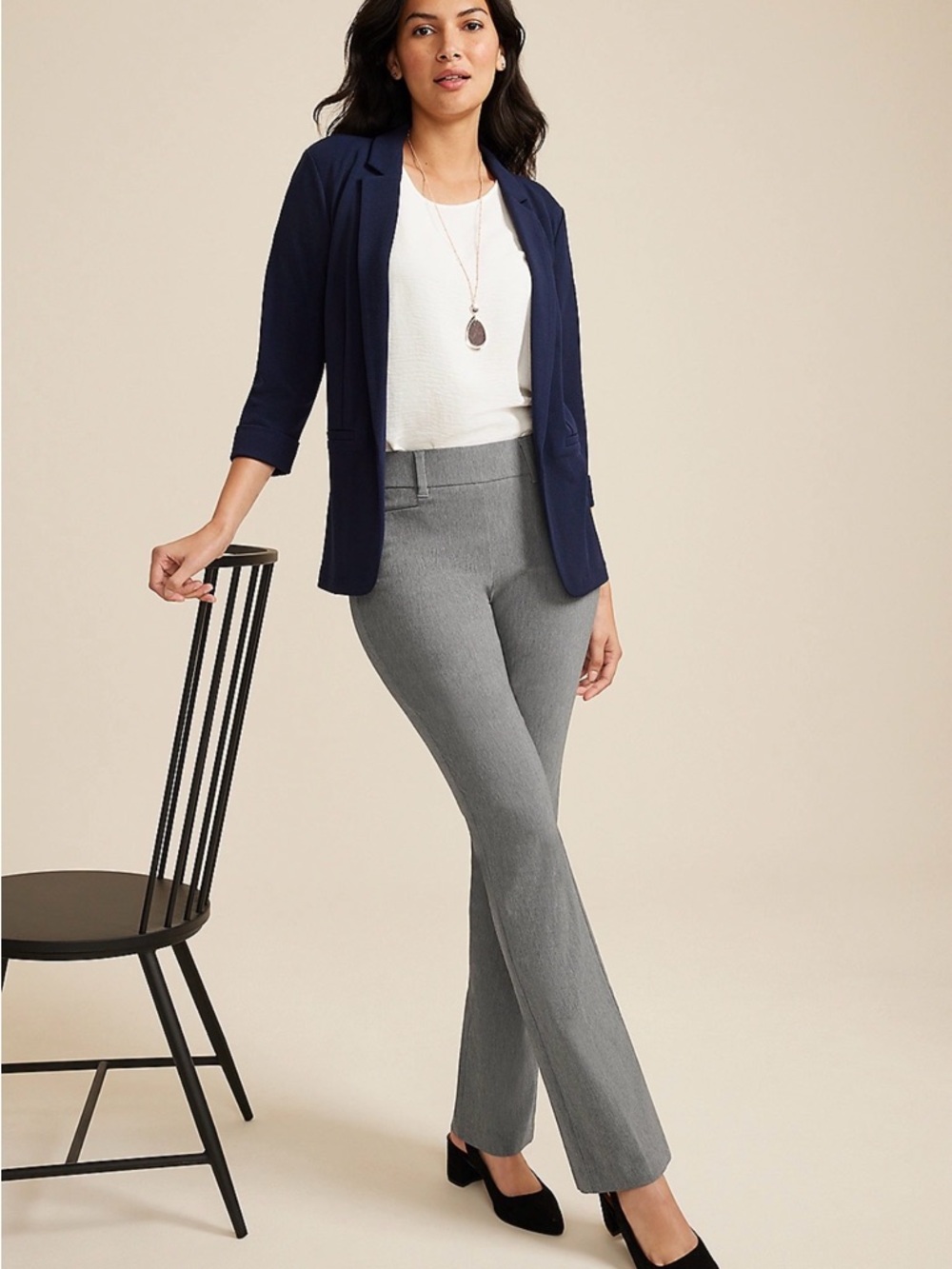 NWT Maurices Gray Boot-Cut mid rise Stretch Office Pants - Picture 3 of 3